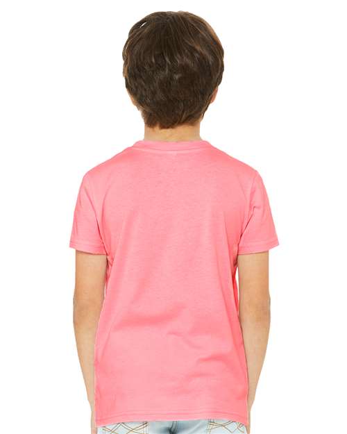 BELLA + CANVAS 3001YCVC Youth CVC Jersey Tee - Neon Pink - model back