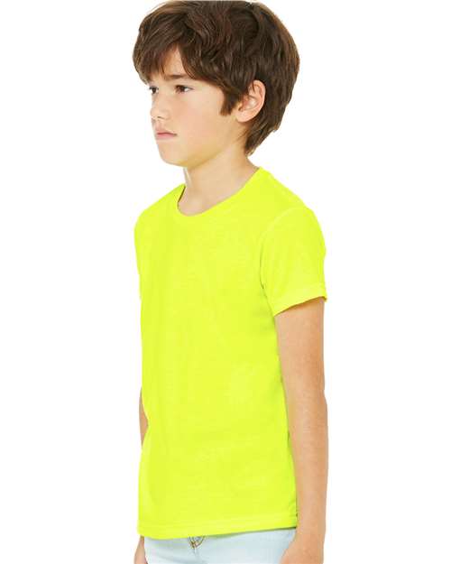 BELLA + CANVAS 3001YCVC Youth CVC Jersey Tee - Neon Yellow - model side