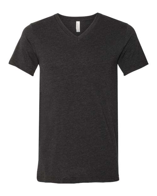 BELLA + CANVAS 3005CVC Unisex Heather CVC V-Neck Tee - Black Heather - front