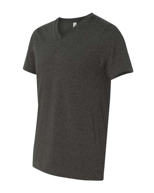 BELLA + CANVAS 3005CVC Unisex Heather CVC V-Neck Tee - Dark Grey Heather - side
