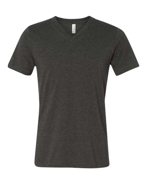 BELLA + CANVAS 3005CVC Unisex Heather CVC V-Neck Tee - Dark Grey Heather - front