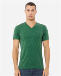 BELLA + CANVAS 3005CVC Unisex Heather CVC V-Neck Tee - Heather Grass Green - model front