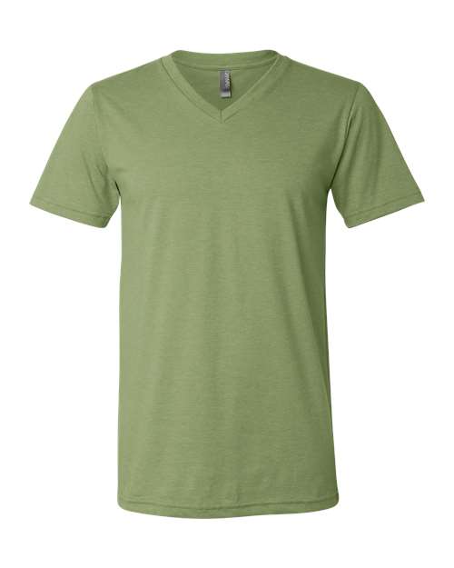 BELLA + CANVAS 3005CVC Unisex Heather CVC V-Neck Tee - Heather Green - front
