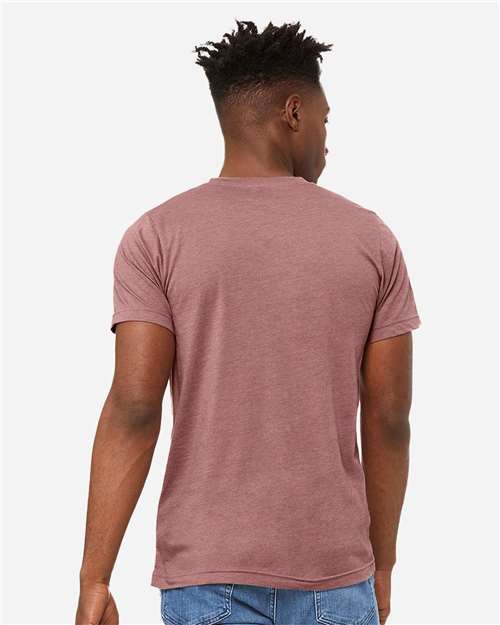 BELLA + CANVAS 3005CVC Unisex Heather CVC V-Neck Tee - Heather Mauve - model back
