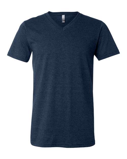 BELLA + CANVAS 3005CVC Unisex Heather CVC V-Neck Tee - Heather Navy - front