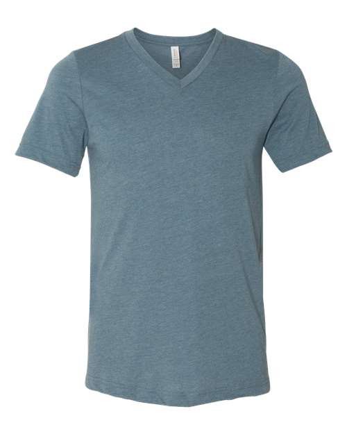 BELLA + CANVAS 3005CVC Unisex Heather CVC V-Neck Tee - Heather Slate - front