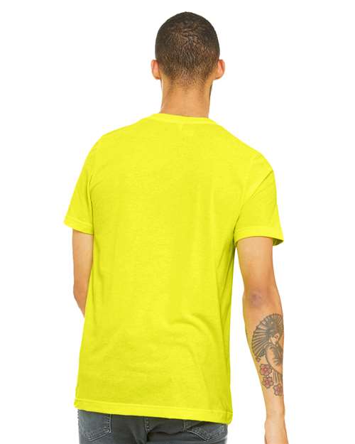 BELLA + CANVAS 3005CVC Unisex Heather CVC V-Neck Tee - Neon Yellow - model back