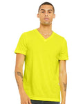 BELLA + CANVAS 3005CVC Unisex Heather CVC V-Neck Tee - Neon Yellow - model front