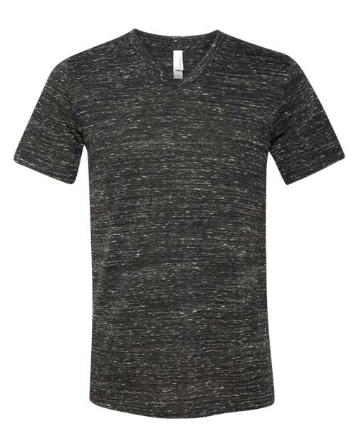 BELLA + CANVAS 3655 Unisex Textured Jersey V-Neck Tee - Black Marble - front
