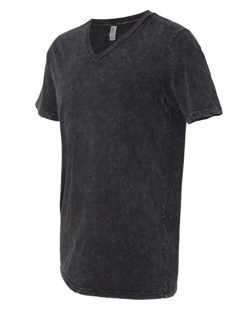 BELLA + CANVAS 3655 Unisex Textured Jersey V-Neck Tee - Black Mineral Wash - side