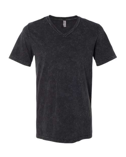 BELLA + CANVAS 3655 Unisex Textured Jersey V-Neck Tee - Black Mineral Wash - front