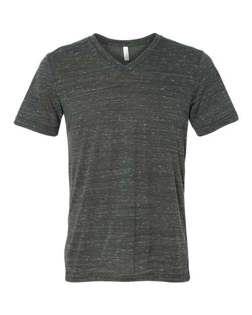 BELLA + CANVAS 3655 Unisex Textured Jersey V-Neck Tee - Charcoal Marble - front