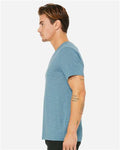 BELLA + CANVAS 3655 Unisex Textured Jersey V-Neck Tee - Denim Slub - model side