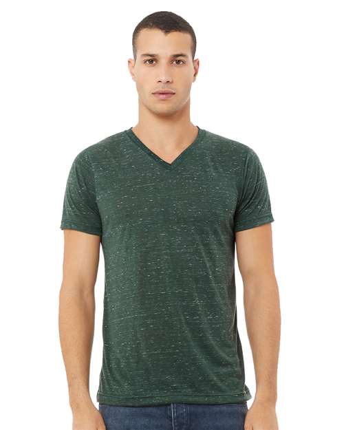 BELLA + CANVAS 3655 Unisex Textured Jersey V-Neck Tee - Forest Marble - model front