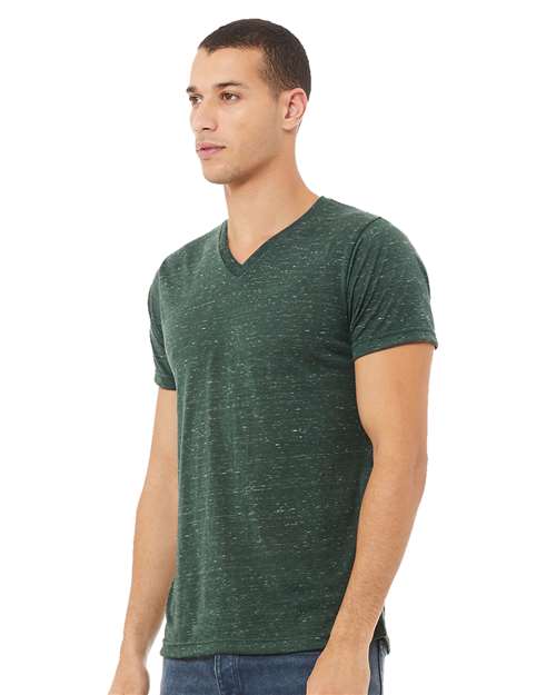 BELLA + CANVAS 3655 Unisex Textured Jersey V-Neck Tee - Forest Marble - model side
