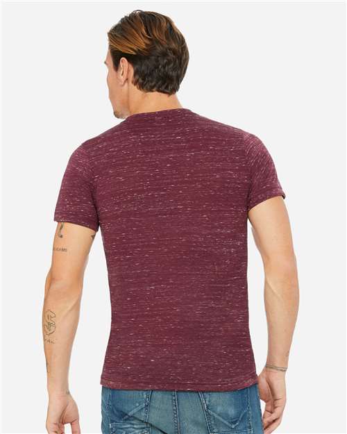 BELLA + CANVAS 3655 Unisex Textured Jersey V-Neck Tee - Maroon Marble - model back