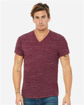 BELLA + CANVAS 3655 Unisex Textured Jersey V-Neck Tee - Maroon Marble - model front