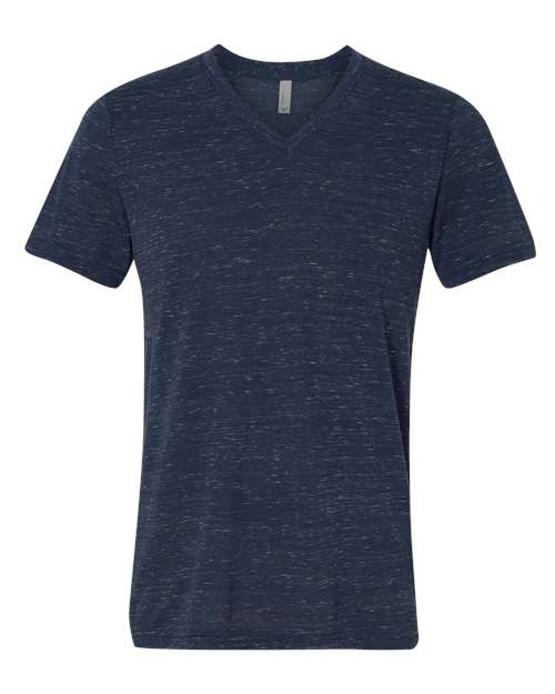 BELLA + CANVAS 3655 Unisex Textured Jersey V-Neck Tee - Navy Marble - front