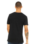 BELLA + CANVAS 3655 Unisex Textured Jersey V-Neck Tee - Solid Black Slub - model back