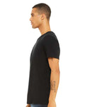 BELLA + CANVAS 3655 Unisex Textured Jersey V-Neck Tee - Solid Black Slub - model side