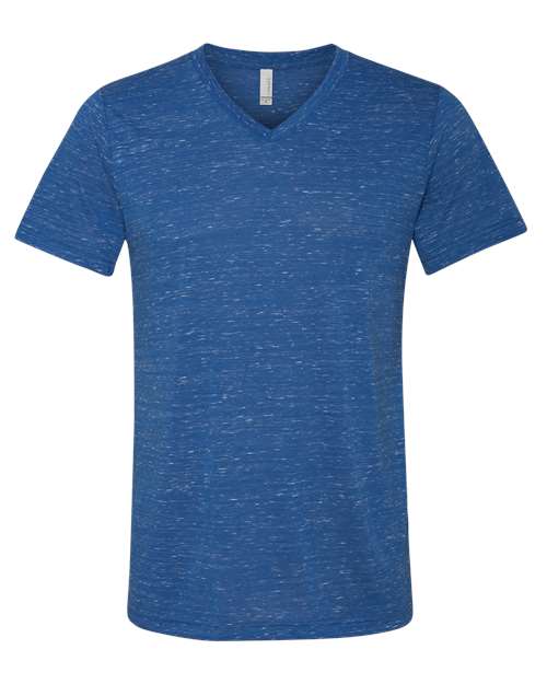 BELLA + CANVAS 3655 Unisex Textured Jersey V-Neck Tee - True Royal Marble - front