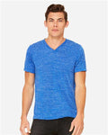 BELLA + CANVAS 3655 Unisex Textured Jersey V-Neck Tee - True Royal Marble - model front