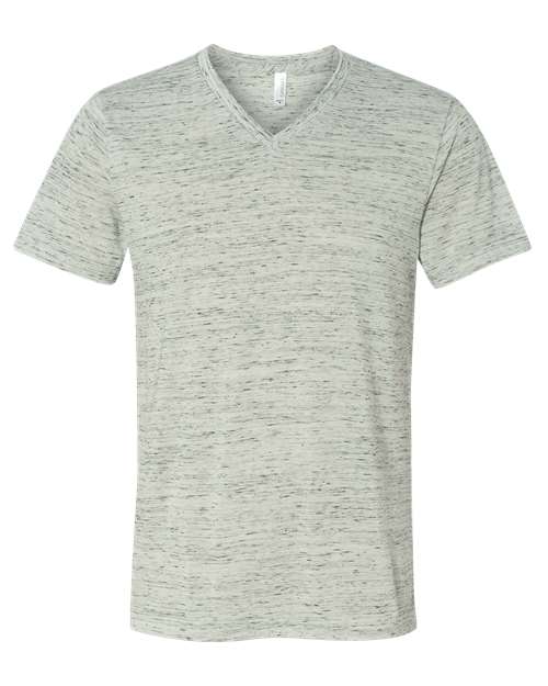 BELLA + CANVAS 3655 Unisex Textured Jersey V-Neck Tee - White Marble - front