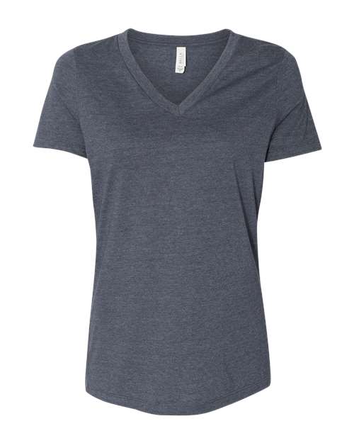 BELLA + CANVAS 6405CVC Women's Relaxed Heather CVC V-Neck Tee - Heather Navy - front