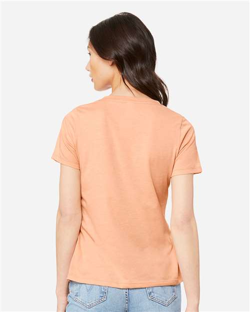 BELLA + CANVAS 6405CVC Women's Relaxed Heather CVC V-Neck Tee - Heather Peach - model back