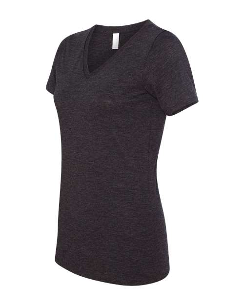 BELLA + CANVAS 6415 Women's Relaxed Triblend V-Neck Tee - Charcoal Black Triblend - side