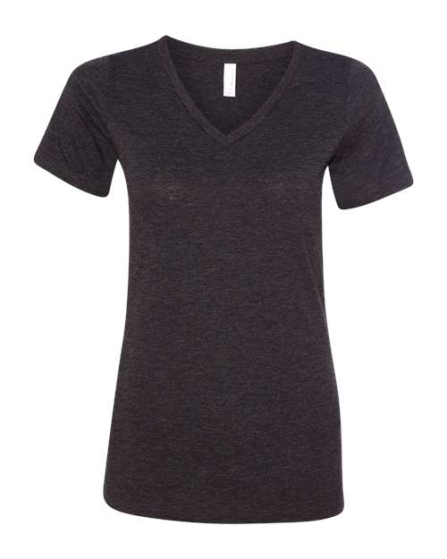 BELLA + CANVAS 6415 Women's Relaxed Triblend V-Neck Tee - Charcoal Black Triblend - front
