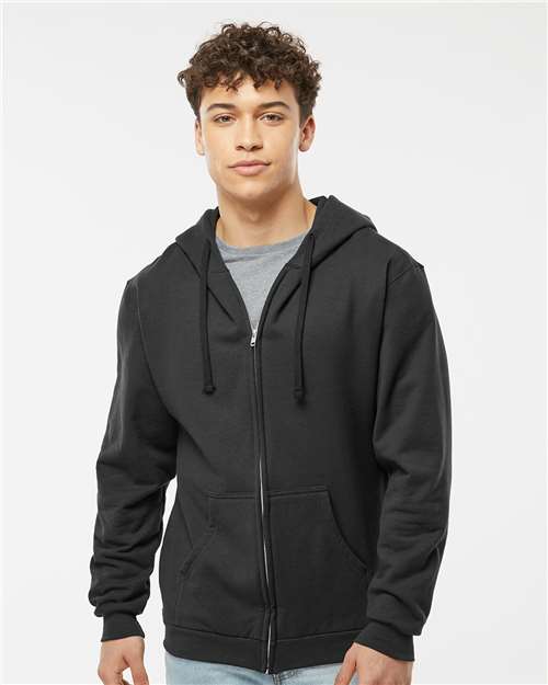 Tultex 331 Unisex Full-Zip Hooded Sweatshirt - Black - model front