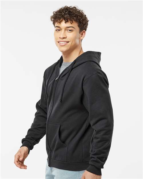 Tultex 331 Unisex Full-Zip Hooded Sweatshirt - Black - model side