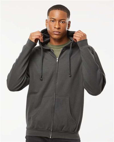 Tultex 331 Unisex Full-Zip Hooded Sweatshirt - Charcoal - model front