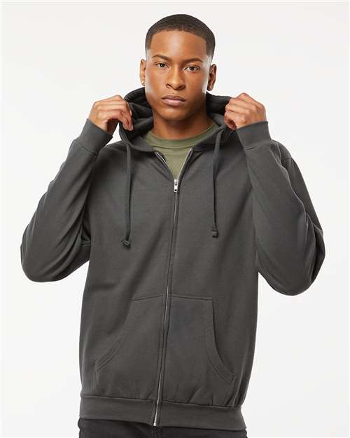 Tultex 331 Unisex Full-Zip Hooded Sweatshirt - Charcoal - model front