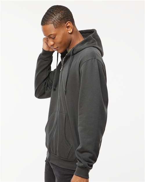 Tultex 331 Unisex Full-Zip Hooded Sweatshirt - Charcoal - model side