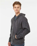 Tultex 331 Unisex Full-Zip Hooded Sweatshirt - Heather Charcoal - model side