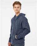 Tultex 331 Unisex Full-Zip Hooded Sweatshirt - Heather Denim - model side