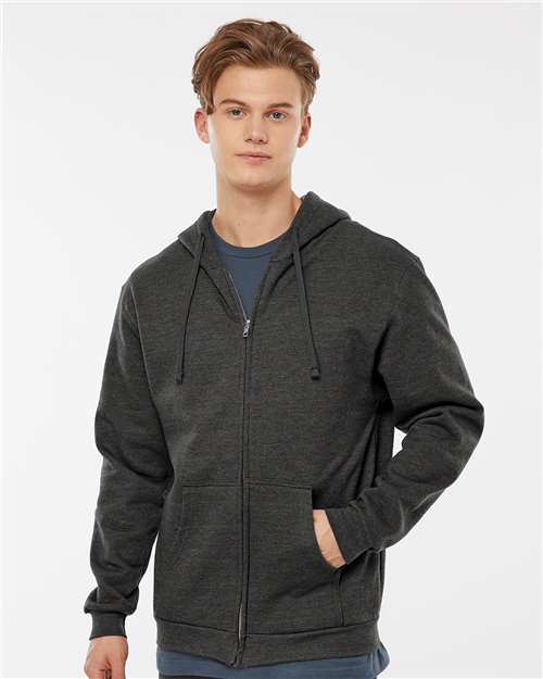 Tultex 331 Unisex Full-Zip Hooded Sweatshirt - Heather Graphite - model front