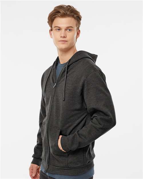 Tultex 331 Unisex Full-Zip Hooded Sweatshirt - Heather Graphite - model side