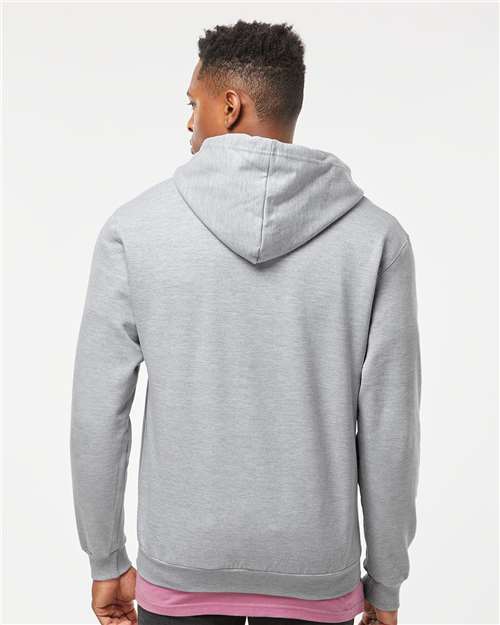Tultex 331 Unisex Full-Zip Hooded Sweatshirt - Heather Grey - model back