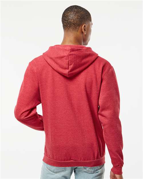 Tultex 331 Unisex Full-Zip Hooded Sweatshirt - Heather Red - model back