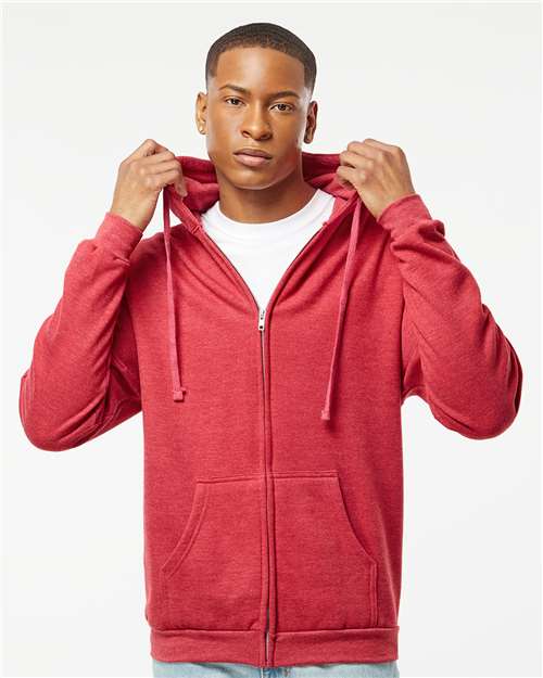 Tultex 331 Unisex Full-Zip Hooded Sweatshirt - Heather Red - model front