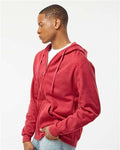 Tultex 331 Unisex Full-Zip Hooded Sweatshirt - Heather Red - model side