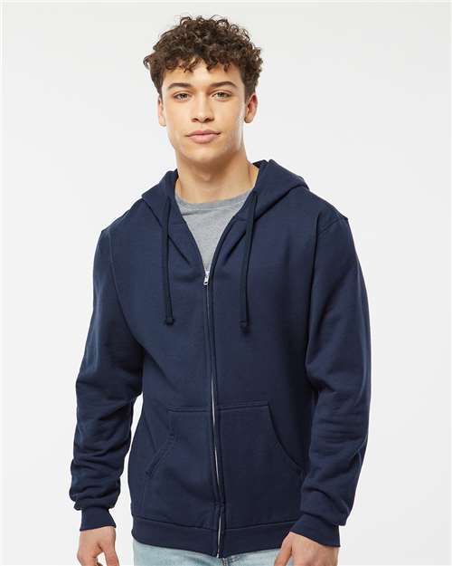 Tultex 331 Unisex Full-Zip Hooded Sweatshirt - Navy - model front