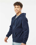 Tultex 331 Unisex Full-Zip Hooded Sweatshirt - Navy - model side