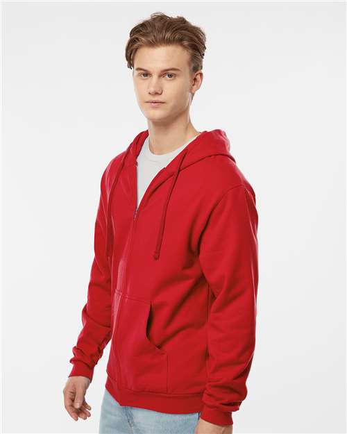 Tultex 331 Unisex Full-Zip Hooded Sweatshirt - Red - model side