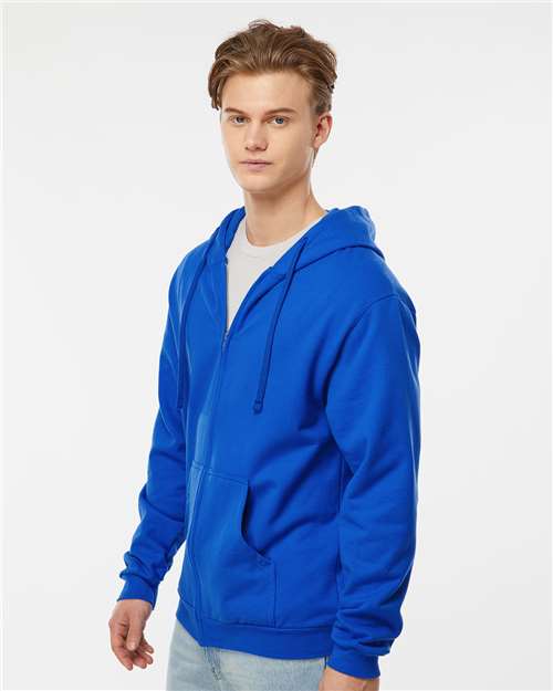 Tultex 331 Unisex Full-Zip Hooded Sweatshirt - Royal - model side