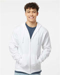 Tultex 331 Unisex Full-Zip Hooded Sweatshirt - White - model front