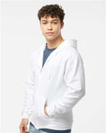Tultex 331 Unisex Full-Zip Hooded Sweatshirt - White - model side
